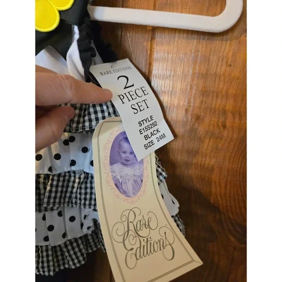 NWT - RARE EDITIONS Toddler Girls 24M 2 Piece Ruffle Tunic Legging Set B&W - Picture 3 of 8